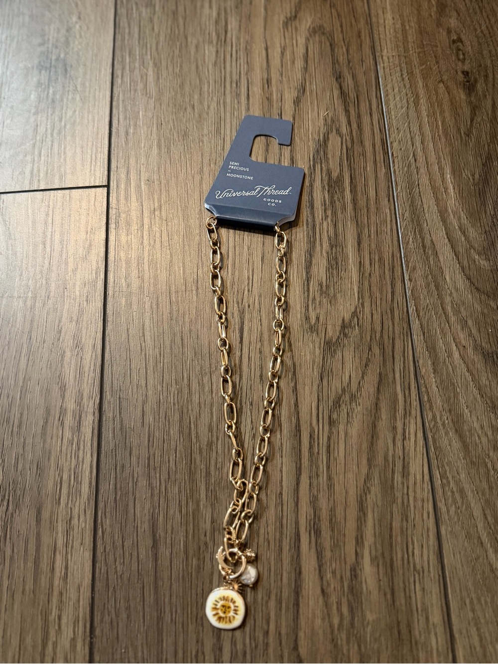 Universal Thread Gold Sun Charm Layered Link Necklace